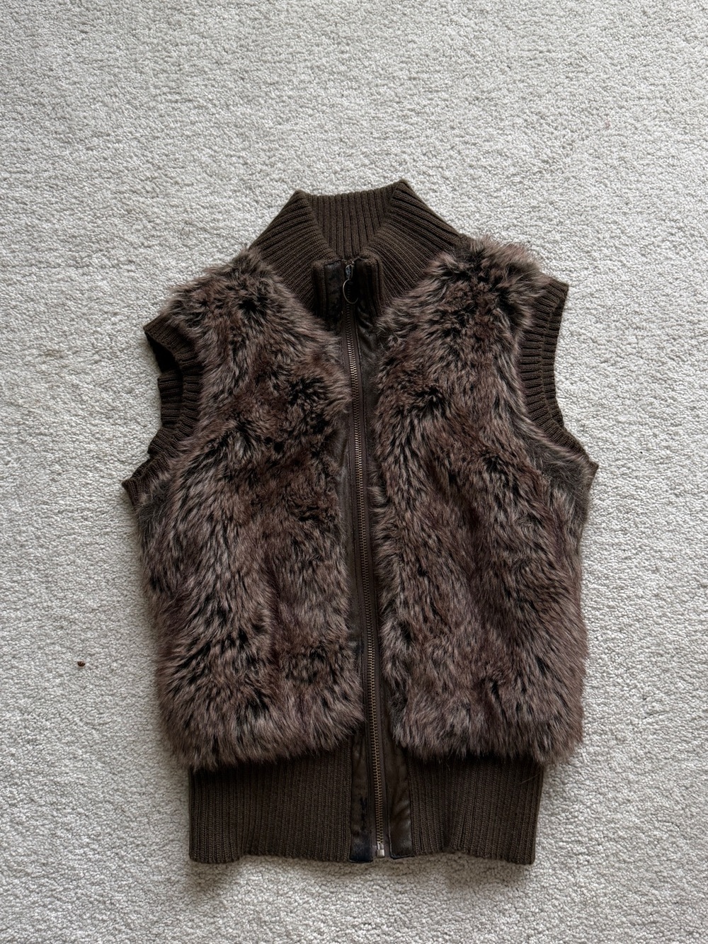 Faux Fur Brown Zip-Front Vest